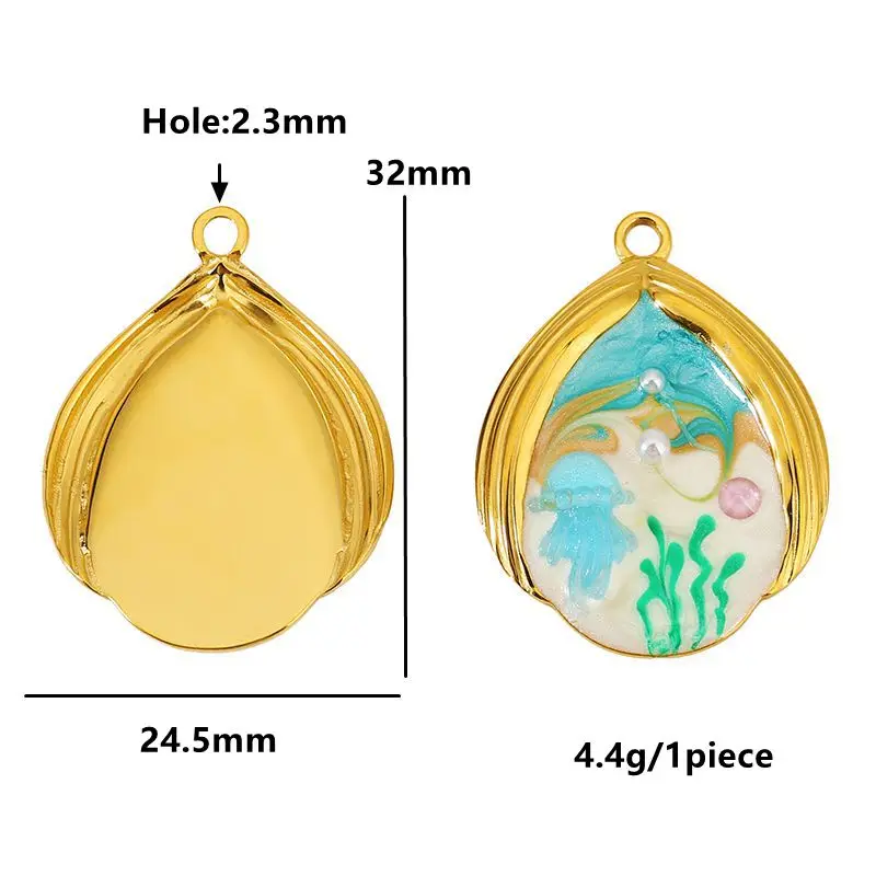2pcs Stainless Steel Ocean Series Shell Fishtail Jellyfish Charms for DIY Earring Necklace Jewelry Making Sea Pendant Finding - Image 4