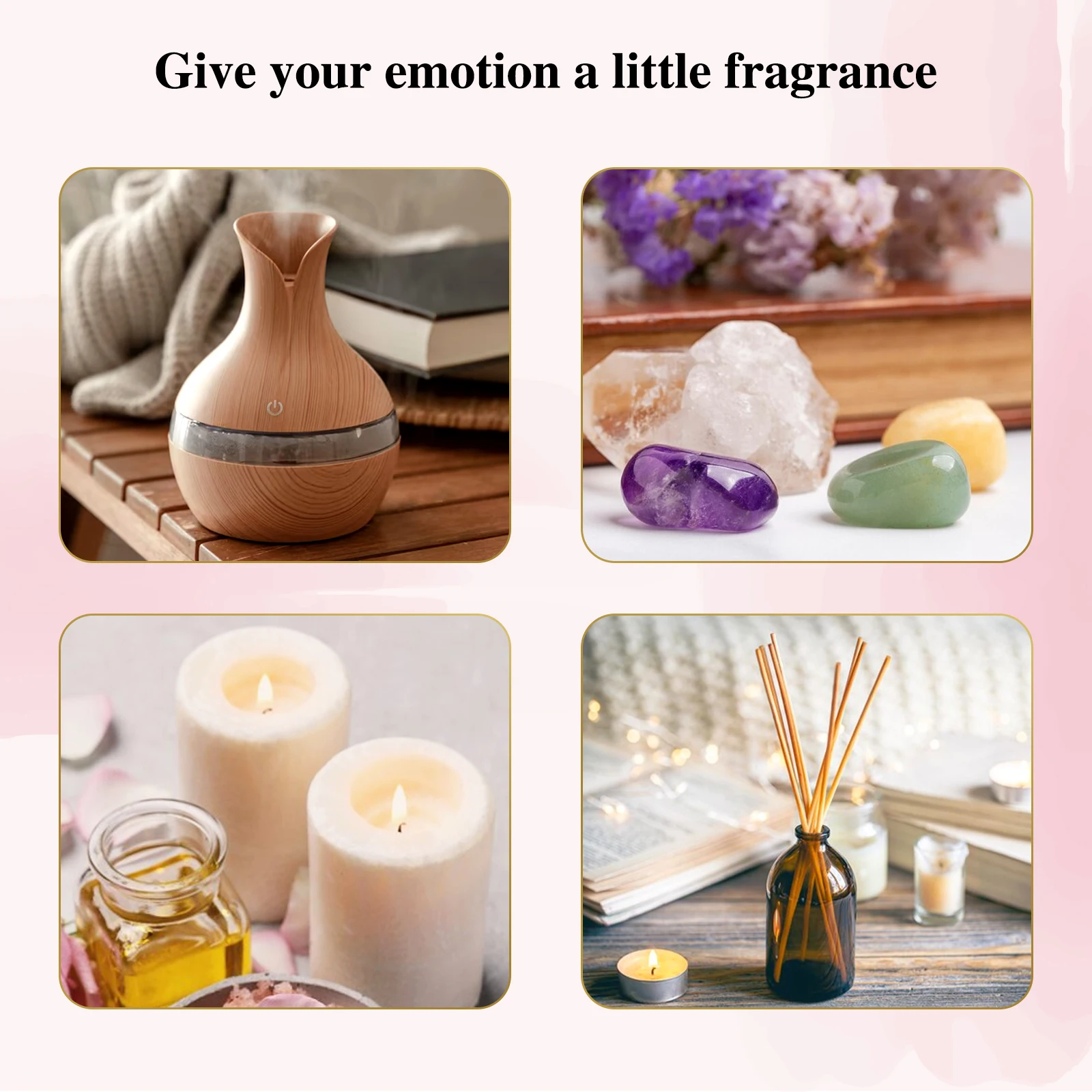 EUQEE 10ml 6pcs Floral Essential Oils Sets Gift Box Lavender Rose Ylang Ylang Jasmine Geranium Chamomile Aroma for Aromatherapy