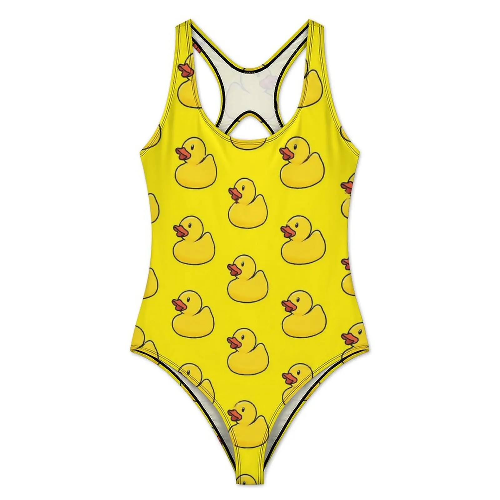 Rubber Ducks Print Swimsuit Sexy Kawaii Animal Female Swimwear One-Piece Stylish Swimsuits Fitness Push Up Cut Out Beach Wear