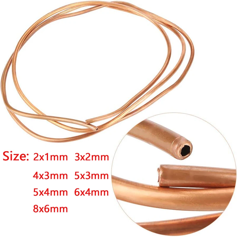 1Meter Copper Wire Magnet Coil OD 2/3/4/5/6/8 mm ID1/2/3/4/6 mm Soft Copper Tube Wire Pipe