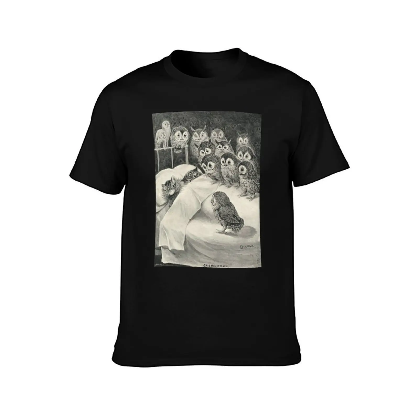 Cat's Nightmare by Louis Wain T-Shirt, Summer Casual Cotton Tee, Oversized Streetwear Tops, Vintage Graphic Print, 100% Cotton