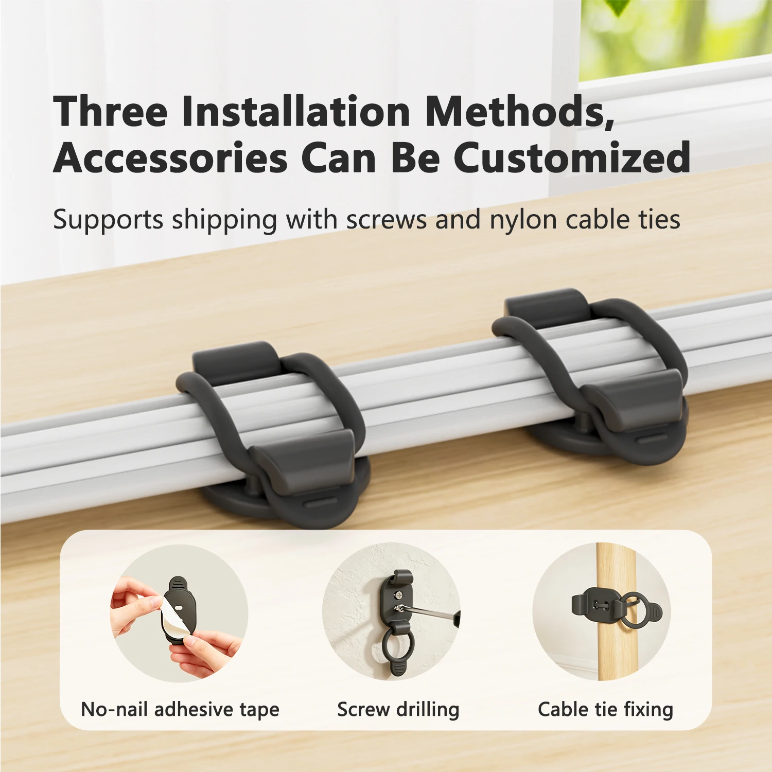 Reusable One‑Click Locking Silicone Cord Organizer, Self‑Adhesive Wire Clip for Home Office Desktop Cable Sorting