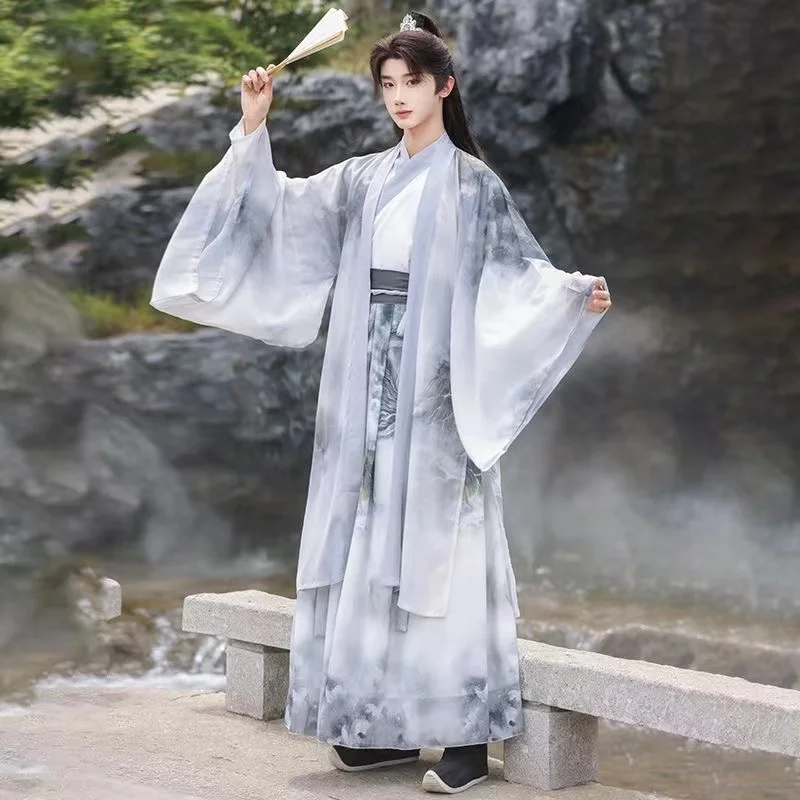 Disfraz tradicional inmortal de Dragon Hanfu para hombres y mujeres, conjunto de ropa de Cosplay de nicho clásico de espadachín, período Weijin, Original