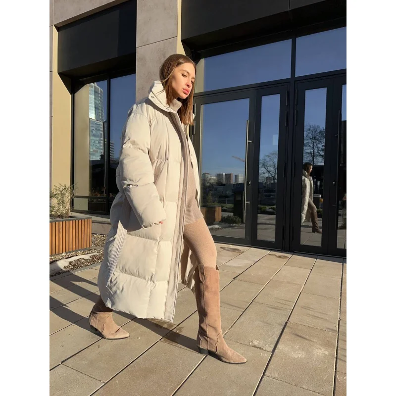 سترة منتفخة طويلة للتخسيس غير رسمية لعام 2025، سترة قطنية دافئة سميكة مقاومة للرياح للنساء #3