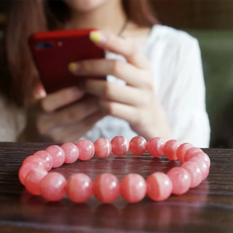 Iced-like Natural Rhodochrosite Vanves StoneBracelet Women