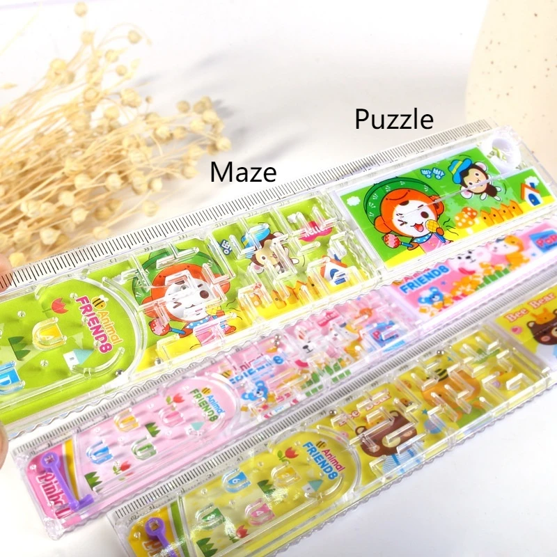 

Random 4pcs Cartoon Plastic Ruler Pupils Interesting Maze+Puzzle Game Ruler 20cm Puzzle Rulers Kawaii Students School Supplies