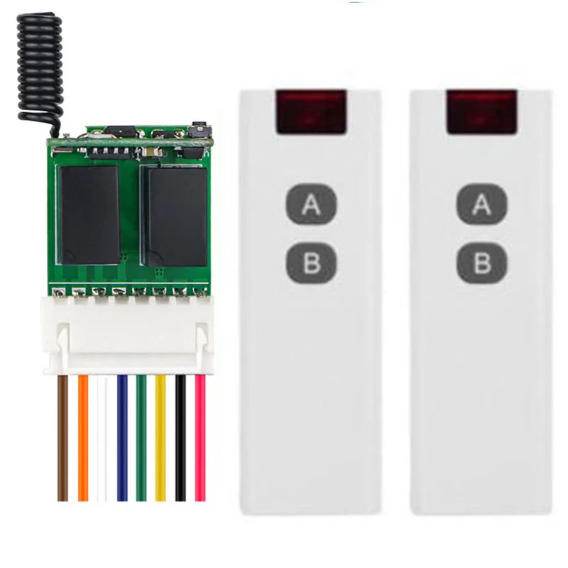 DC 3.7V 4.5V 5V 6V 7.4V 9V 12V Mini 2CH Relay Remote Switch Micro Wireless Switch NO COM NC Relay Receiver + Transmitter Contact