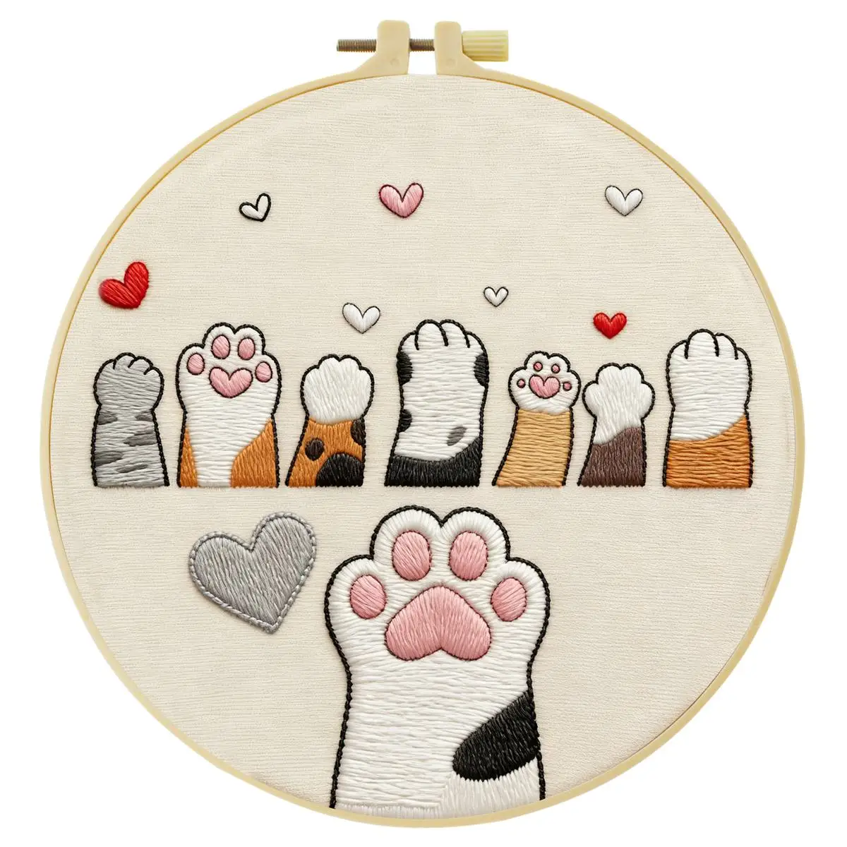 1 Stück 20X20CM/15X15CM 7,87/6,3 Zoll Katzenpfoten-Stickerei-Starter-Kit DIY-Kit DIY-Stickerei-Set Handarbeiten Heimdekoration – Detail 5