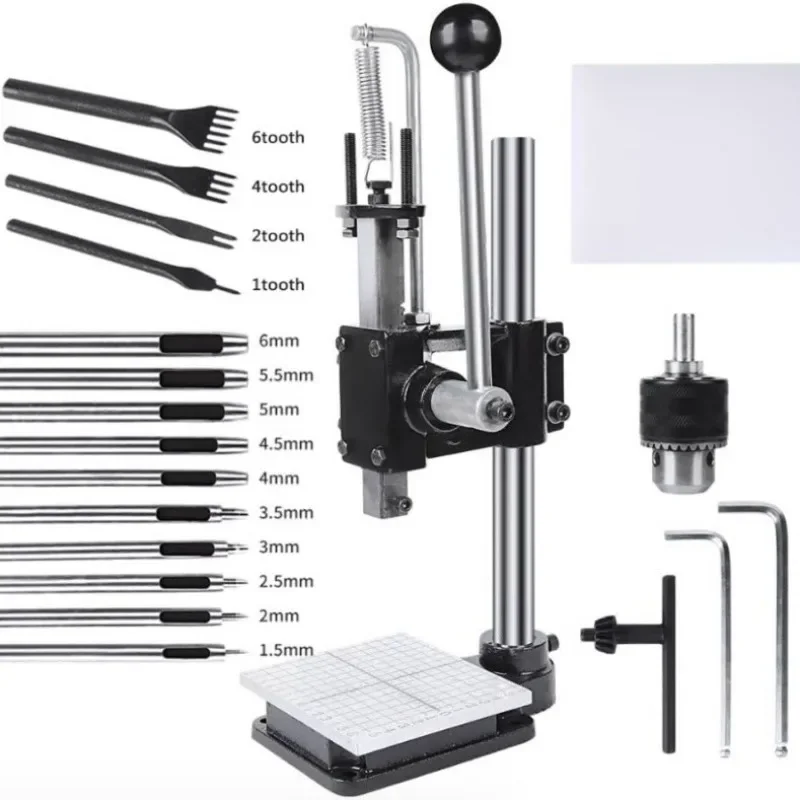 Leather Hole Puncher Hand Punching Machine Manual Press Tool for DIY Craft Punching Holes Cutting Forming Pressing Install Rivet