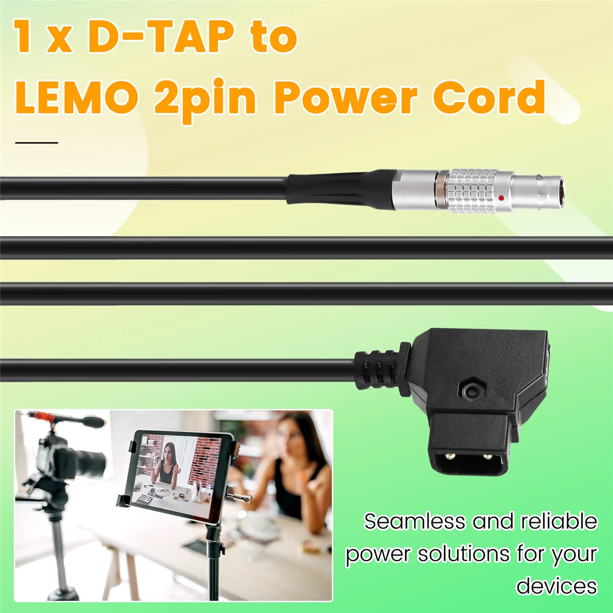 A56XQ Cavo di alimentazione maschio durevole da D-TAP a LEMO a 2 pin per soluzione di alimentazione per monitor Teradek Bolt Pro 300 RX