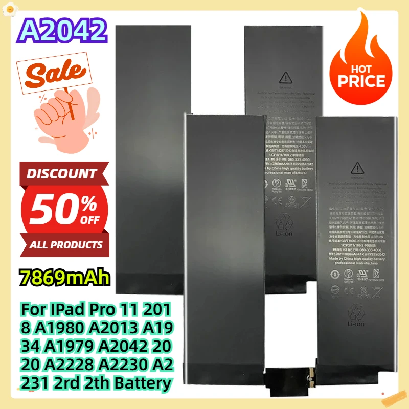 

A2042 For IPad Pro 11 2018 A1980 A2013 A1934 A1979 A2042 2020 A2228 A2230 A2231 2rd 2th Battery