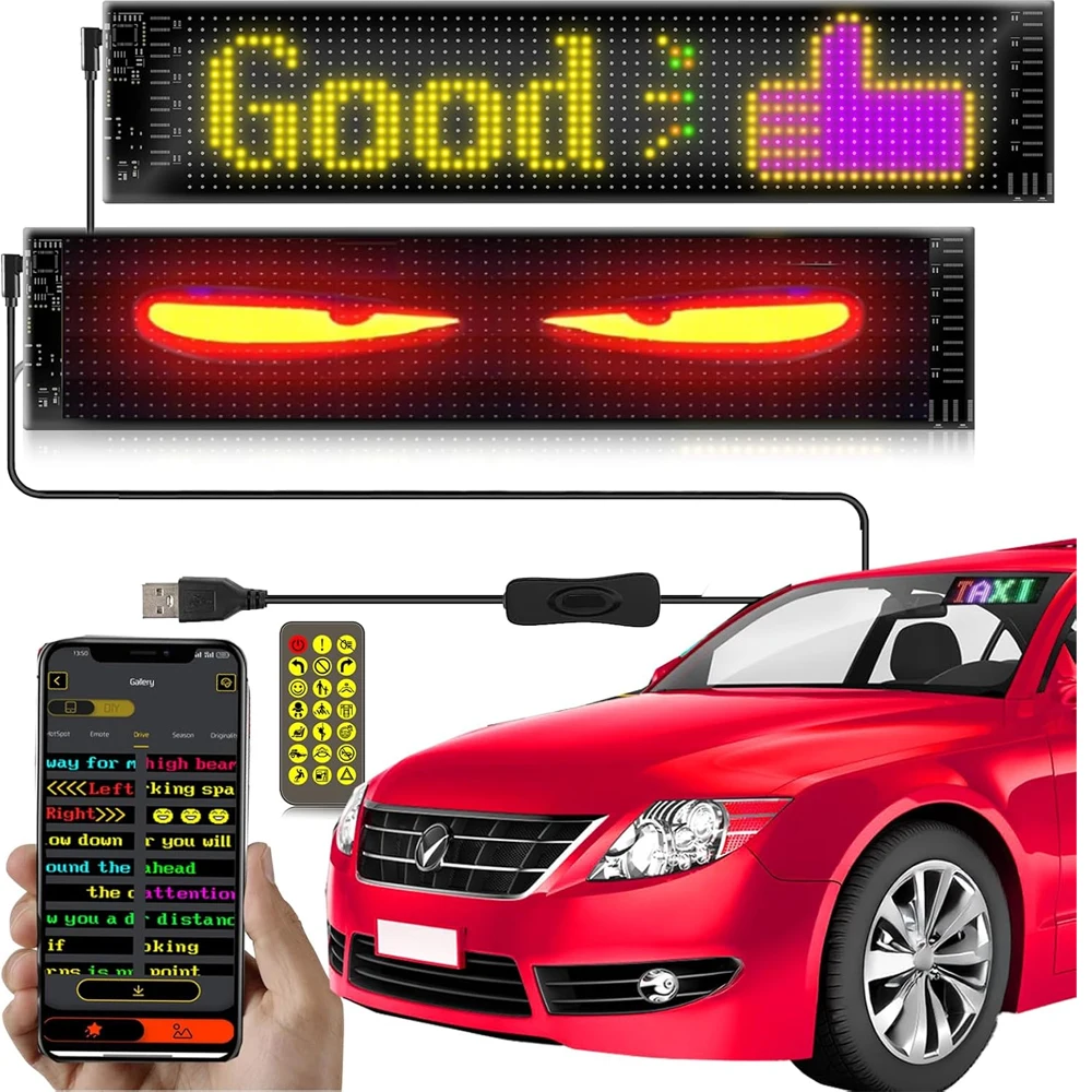 

Devil Eyes Light for Cars, Colorful Eye Lamp Soft Screen for Car Windows, Large Programmable Flexible LED Screen, DIY Car Screen