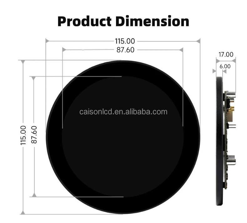 Tela de toque capacitiva com tela circular de 3.4 polegadas, com resolução 800x800, painel de exibição lcd redondo de dez pontos, raspberry pi