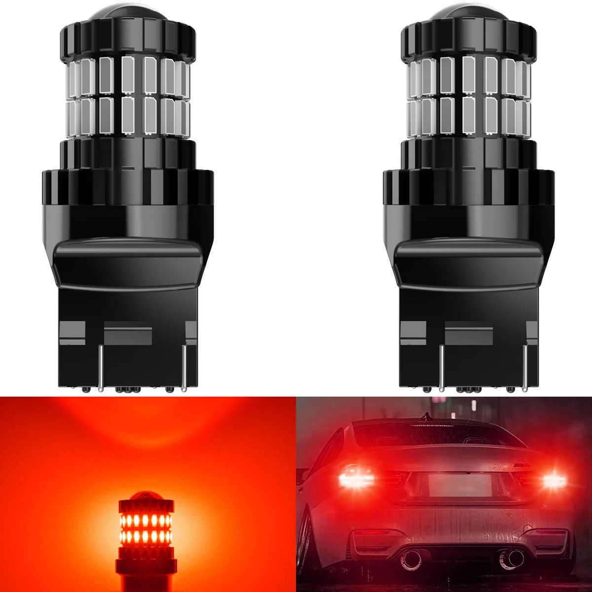 

2Pcs 2600Lm T20 7443 LED Red Lamp 7441 W21/5W LED Bulb Canbus No Error Car Brake Strobe Flashing Tail Light For 2012 Chevy Tahoe