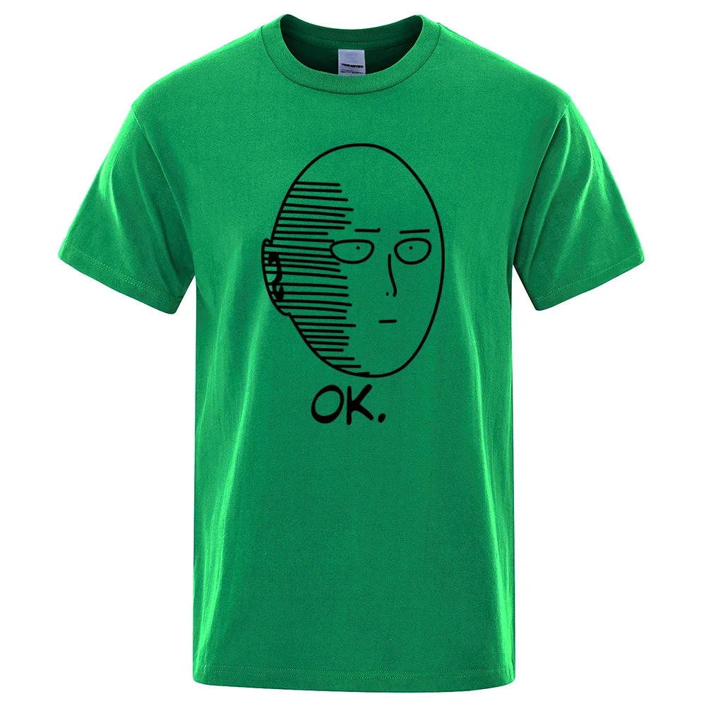 One Punch Man Saitama Sensei Mens T Shirt Fashion Funny Short Sleeve Summer Oversized Clothing Cotton Anime Breathable T-Shirts