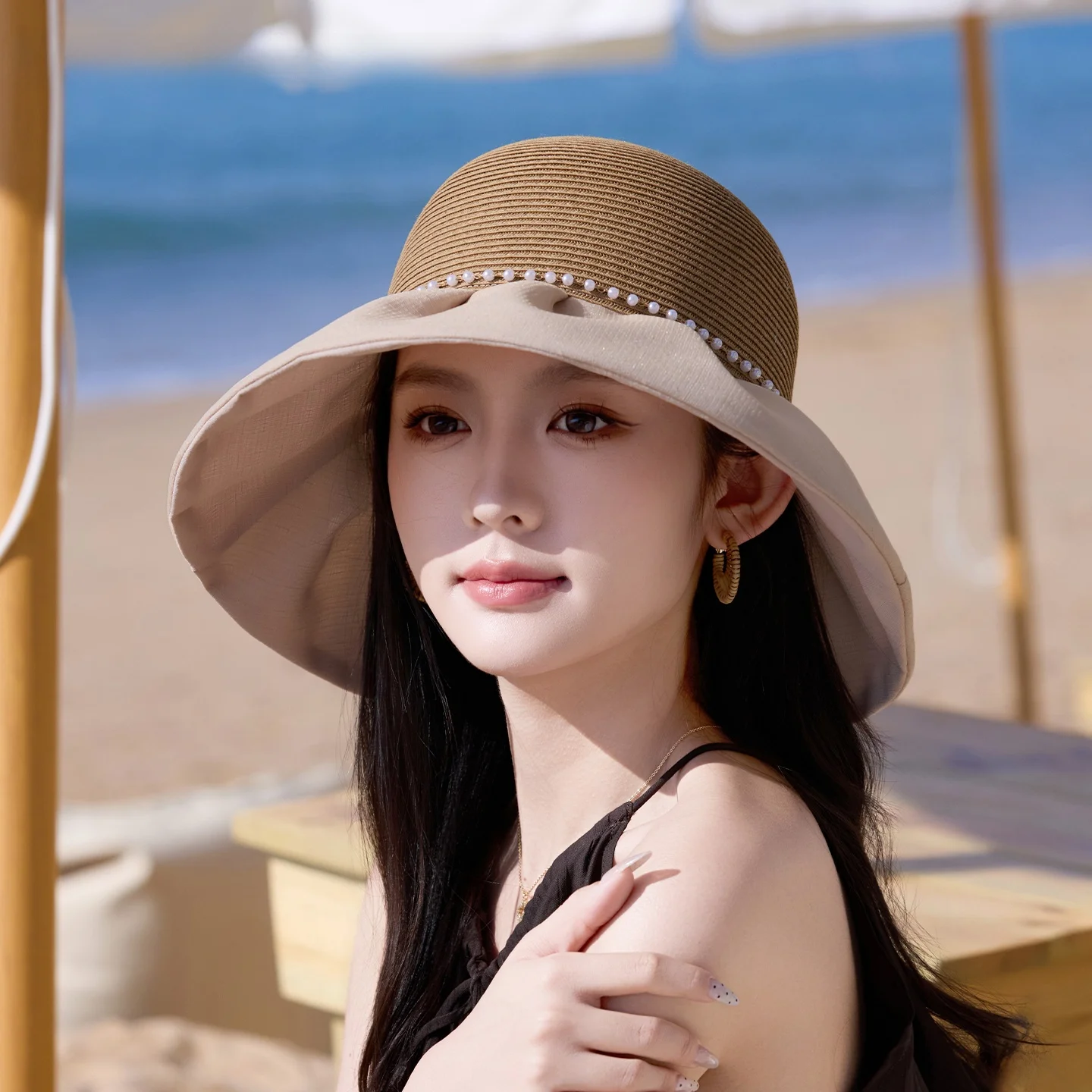 chapeau-de-plage-pour-femmes-protection-solaire-large-bord-en-paille-tressee-chapeau-d'ete-decontracte-boutique-officielle-charlie-kelli
