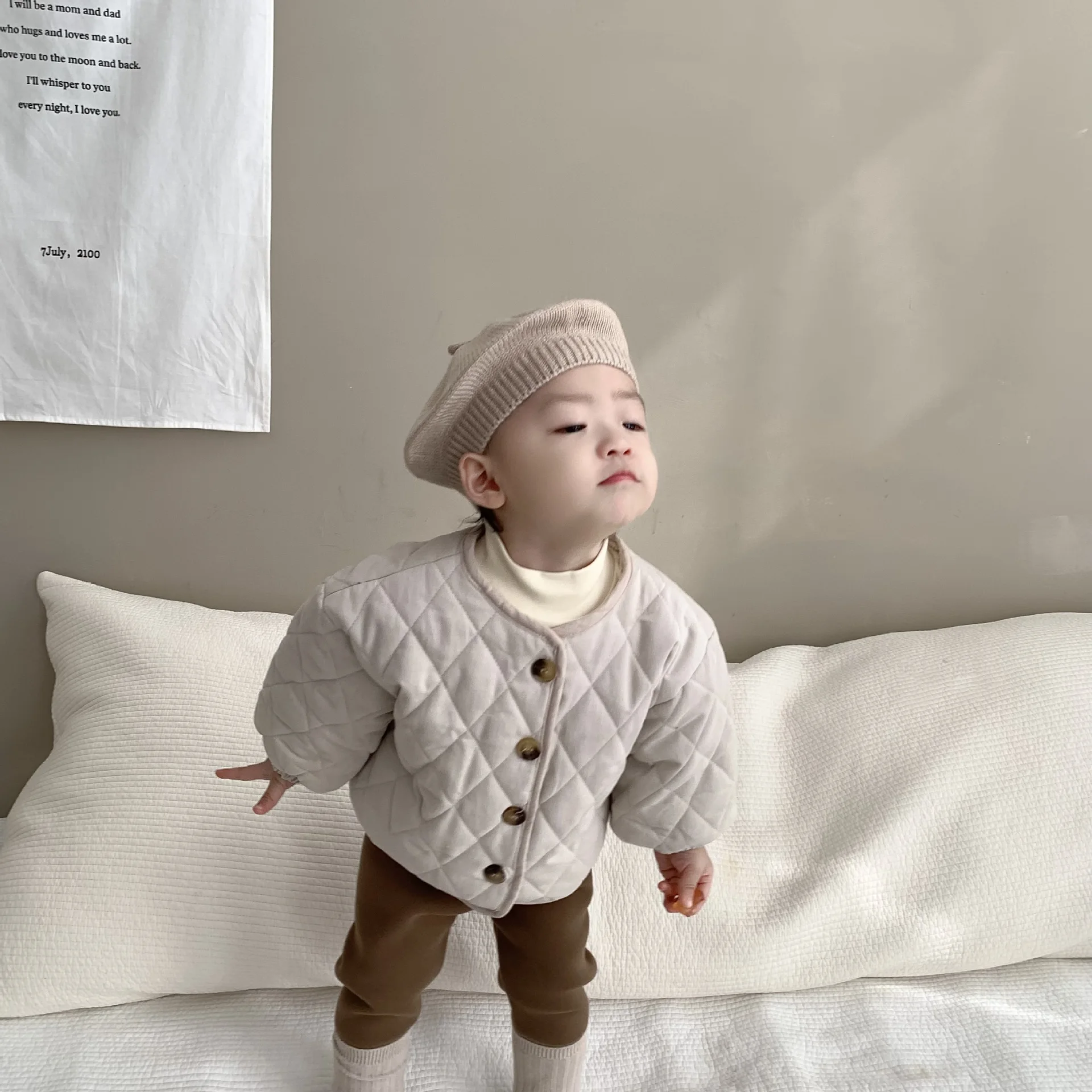 2024 Winter New Baby Cotton Coat Thicken Warm Baby Girl Padded Jacket Kids Cardigan For Boys Solid Casual Tops Children Clothing