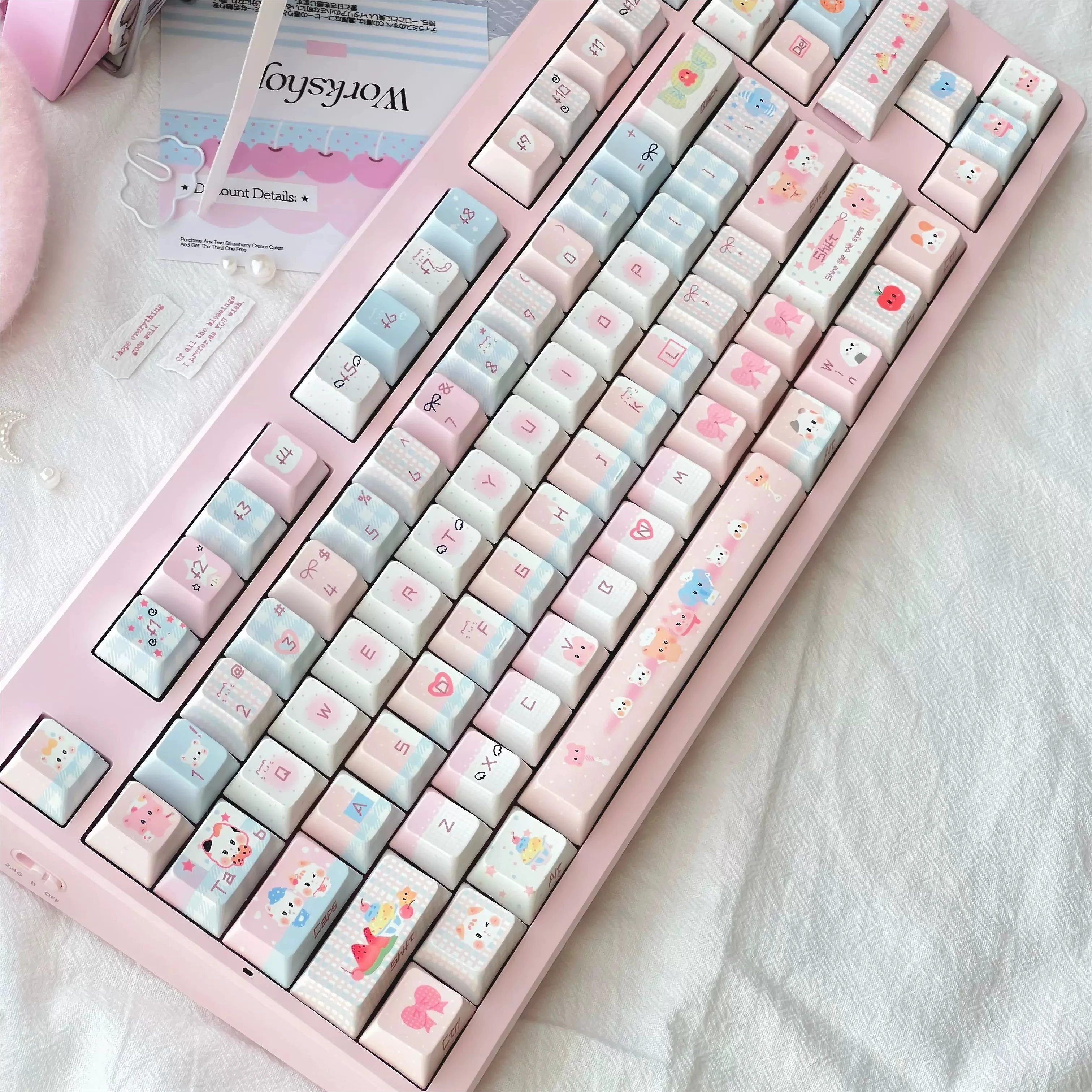 MAIMOOO Keycap Pig Mi Kindergarten Cute Keycap Pink Blue New Cherry Height Keycaps For Keyboard