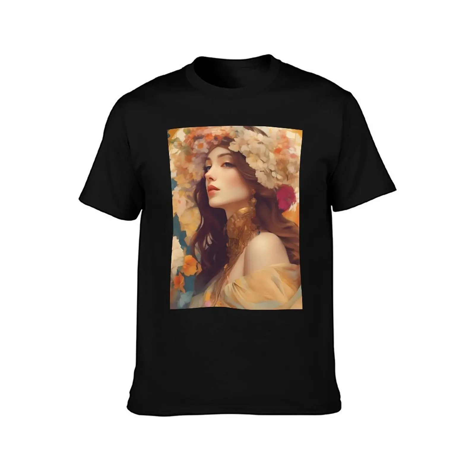 Alphonse Mucha art Inspired Art Nouveau Lady Fashion T-Shirt, Summer Casual Cotton Tee, Oversized Streetwear Tops, 100% Cotton