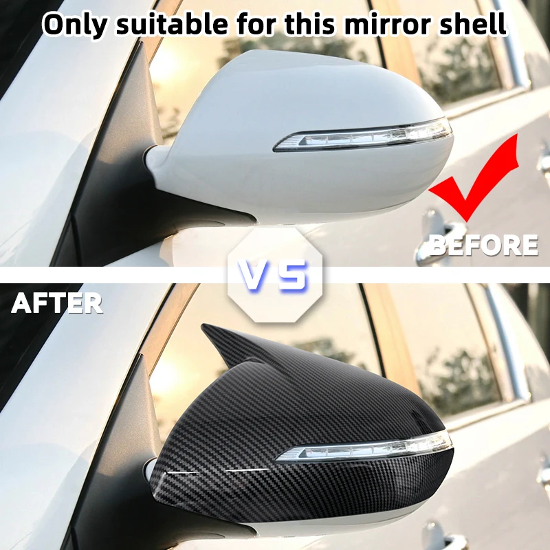2PCS Car Rearview Side Mirror Cover Wing Cap For Kia Sportage KX5 2011 - 2015 Bull Horn Cap Glossy Black ABS Mirror Caps