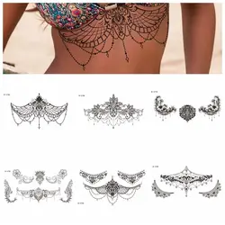 Tattoo Stickers Water Transfer Printing Lace Temporary Tattoos Waterproof Lasting Sweatproof Fake Tattoos Makeup Henna Tattoo