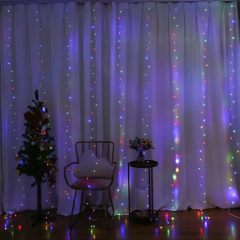 Imagem -04 - Led Garland Curtain Lights com Controle Remoto Lâmpadas Fada Corda Usb Modos Casamento Natal Casa Quarto 3m 6m