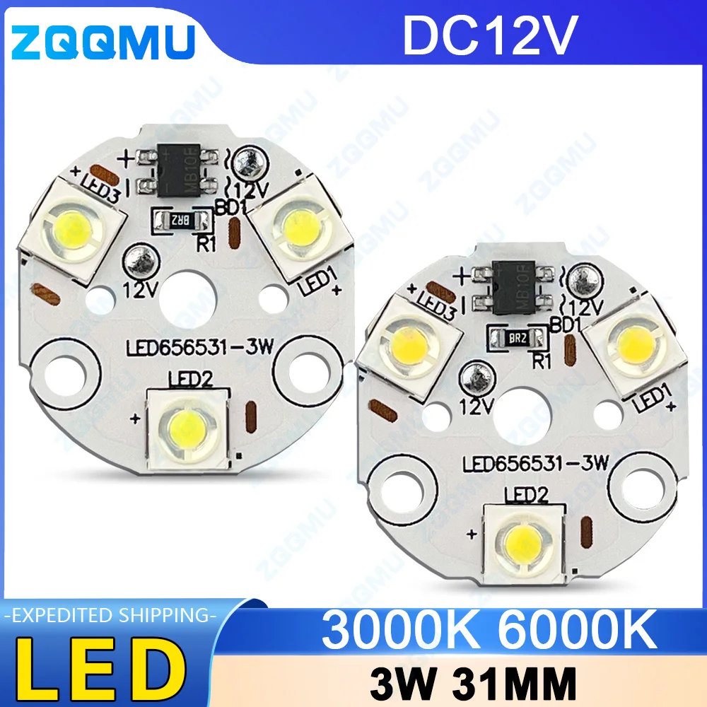 DC12V 3W 31MM tablica świetlna LED ciepła biała przełączająca źródło światła PCB z chipem LED do oświetlenia nocnego