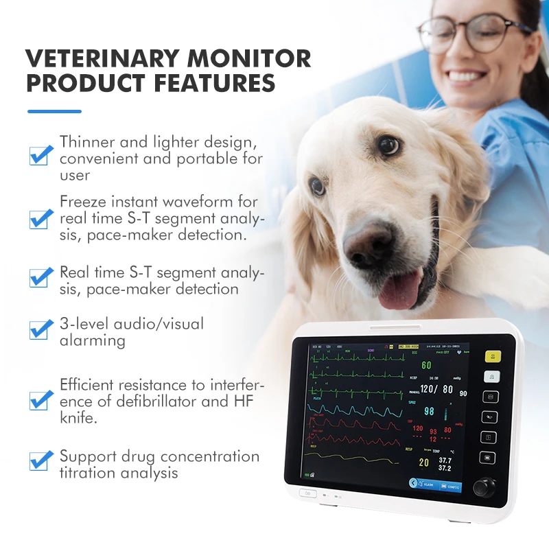 

New 2-inch Cardiac Veterinary Handheld Pet Mini Etco2 Multi-Parameter Veterinary with NIPG