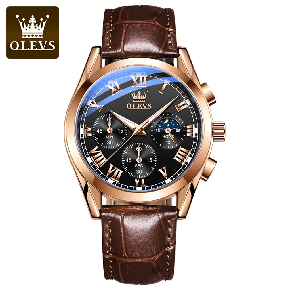 OLEVS 2871 Man Watch Chronograph Waterproof Moon Phase Multifunction Men\'s Wristwatch Luxury Brand Original Quartz Watch for Men