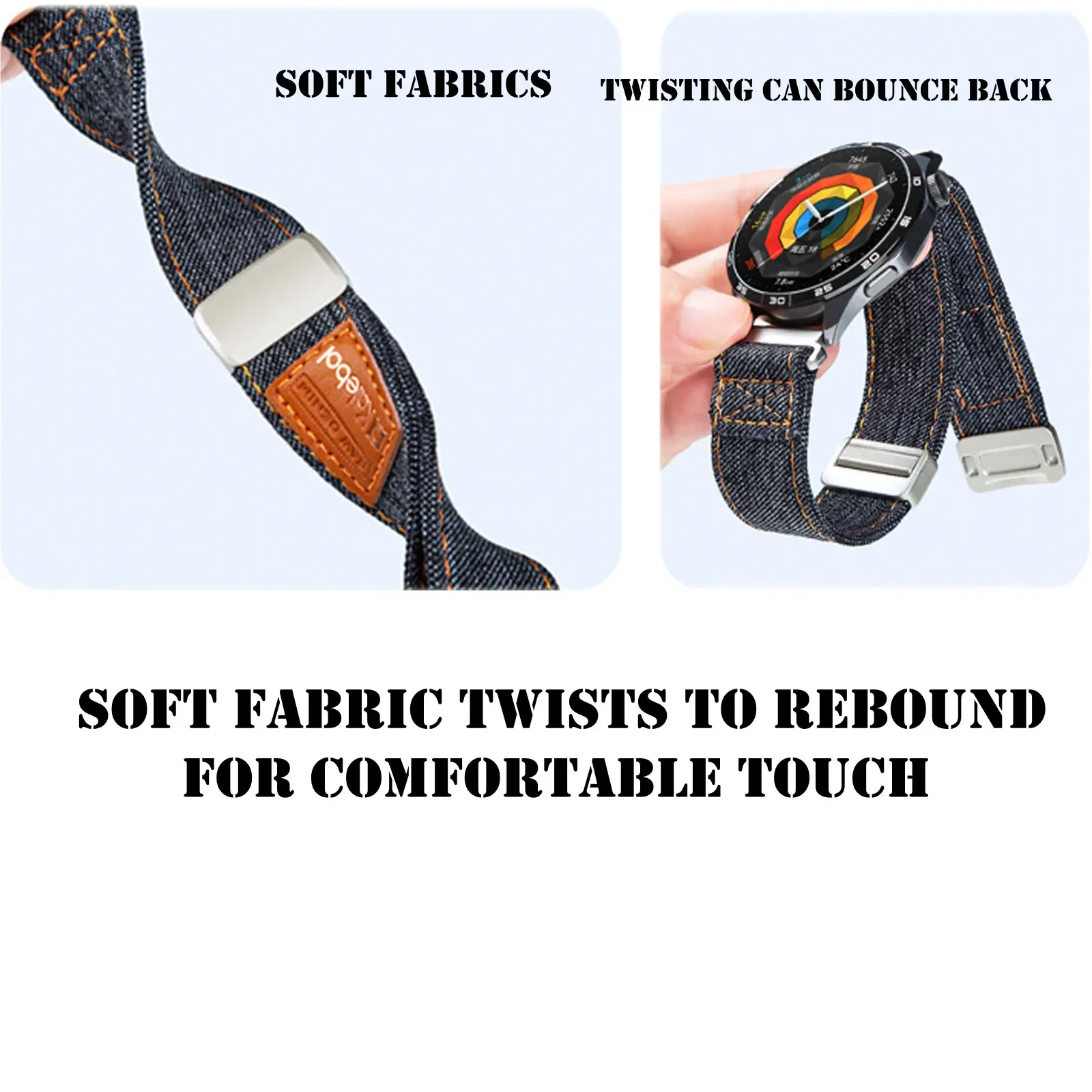 أربطة مغناطيسية لـ Garmin Vivomove Sport/Luxe/Style/HR/Trend Band، حزام قماشي مغناطيسي ناعم وخفيف الوزن #3