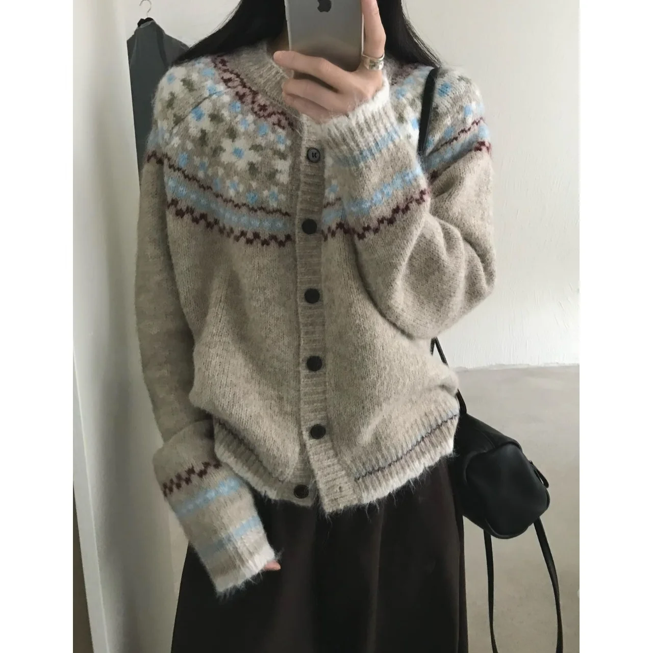 

Women's Casual Knitwear Sweater Coat Autumn Winter New Sle Leisure Island Flower Pattern Knitted Top Faionable Commute