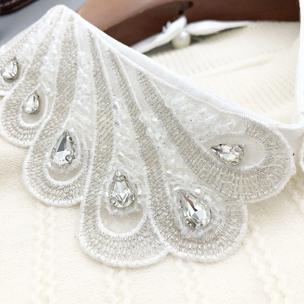 Diamonds Crystal Detachable Collars women Beads Fake Removable Peto Mujer Chemisier Collar Tie воротник Faux Cols cuellos falsos