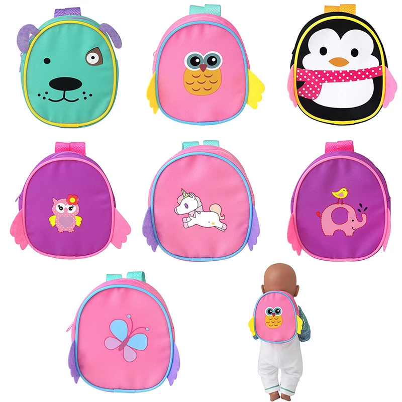 Cute Cartoon Animal Doll Backpack Schoolbag Doll Accessories Mini Backpack Schoolbag For 43cm 18 Inch Baby Doll Accessories