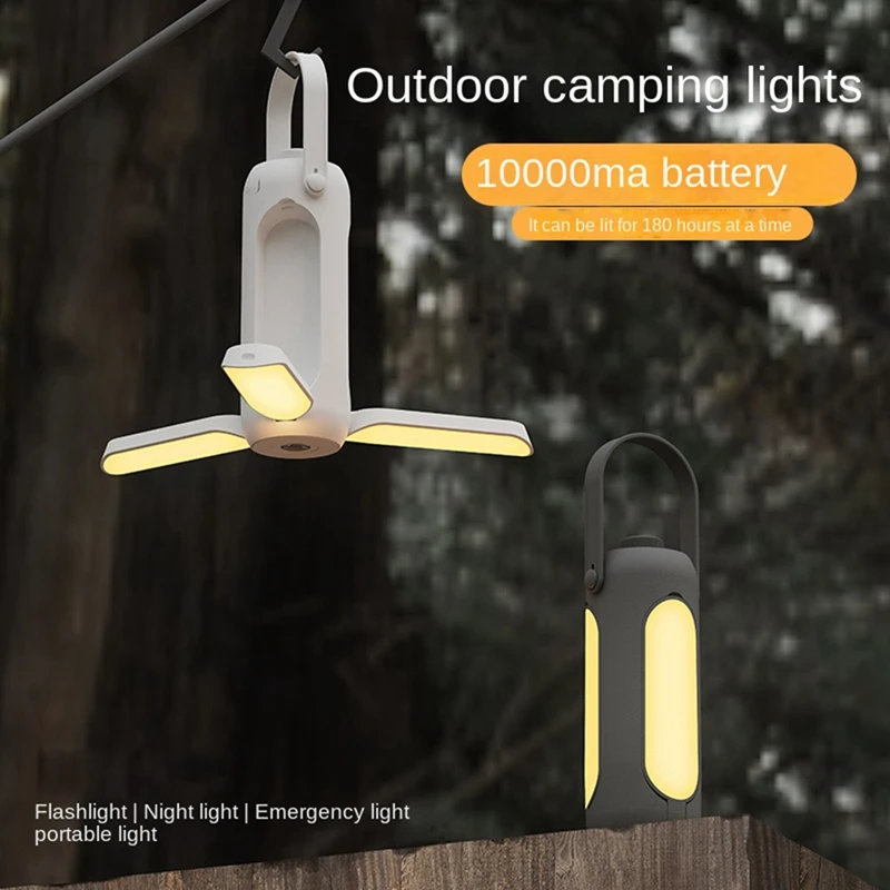 Portable Multifunctional Lamp USB Rechargeable Hanging Tent Camping Lamp LED 10000Mah Lighting -B