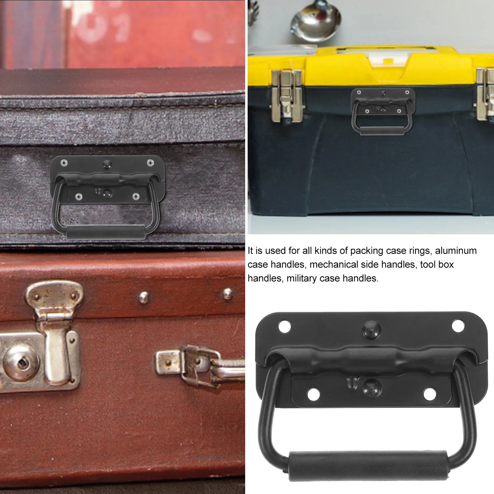 

4pcs Spring Loaded Surface Mount Handle Boat Pull Handle Replacement Toolbox Toggle Hasp Industrial Equipment Box Spring Handle