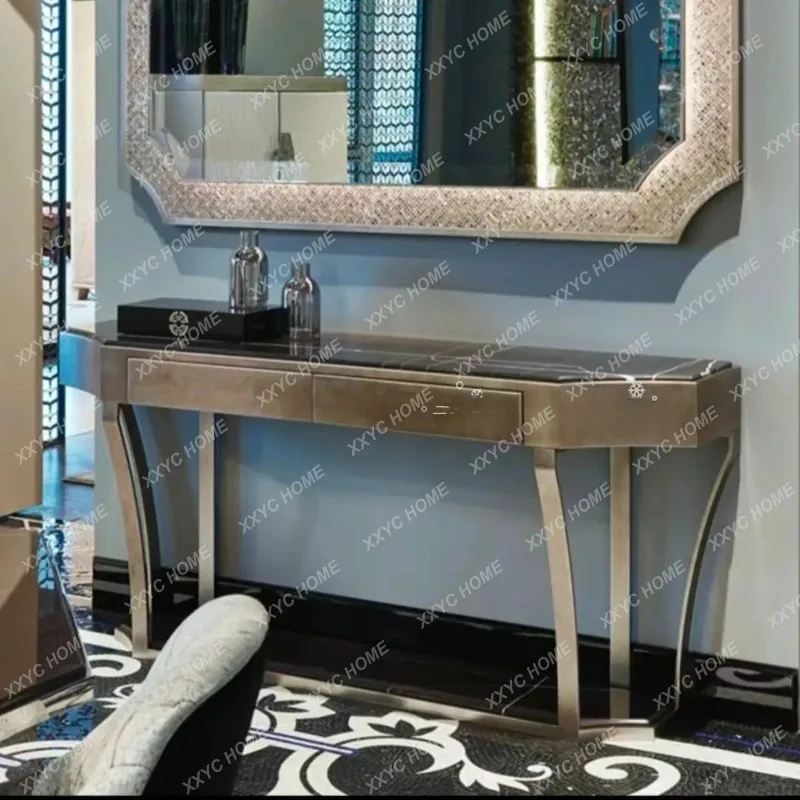 XXLight luxury stainlesteel entrance table Modern simple living room Main entrance corridor High-end art entrance cabinet