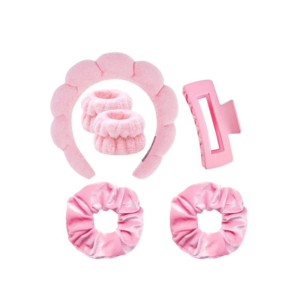 

6pcs Face Wash Headband and Wristband Set Spa Headband Makeup Skincare Headbands Wrist Bands for Washing Face