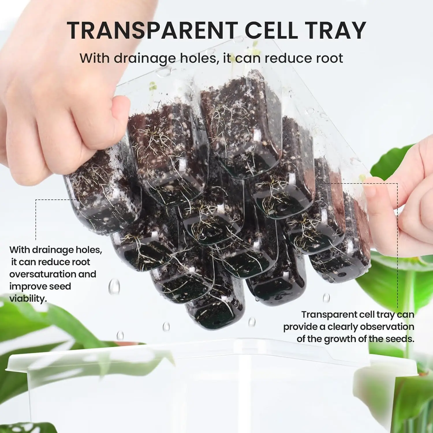 10팩 씨앗 발아 트레이 키트 120셀 투명 플라스틱 온실 정원 조절 가능한 습도 통풍 화분 플랜터