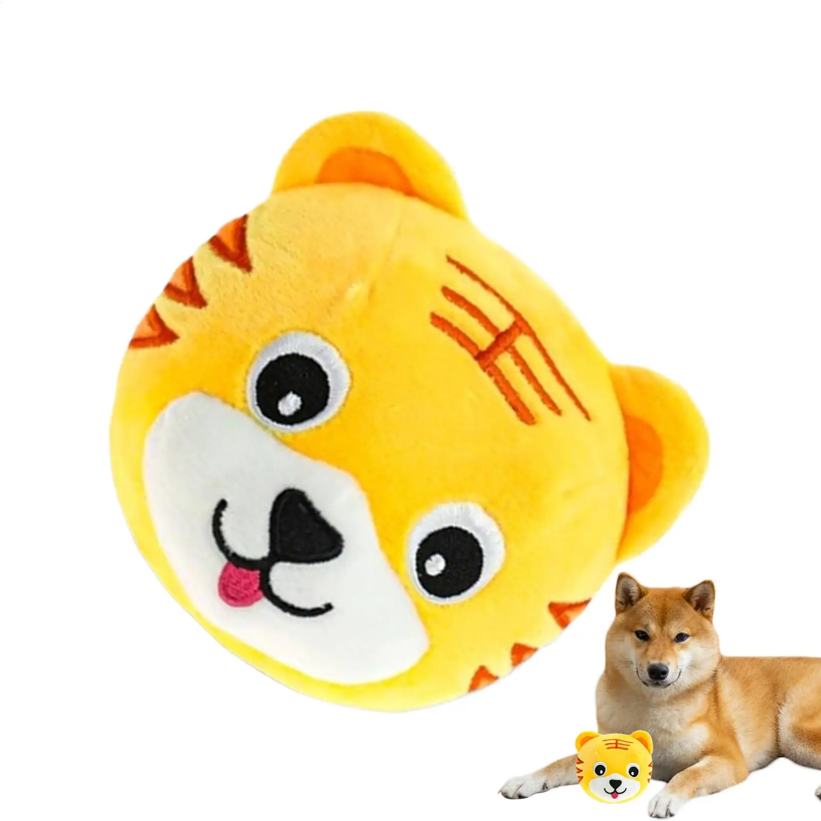 Juguetes para perros rompecabezas interactivo de felpa eléctrica bola chirriante móvil de dibujos animados de felpa resistente a mordeduras entrenamiento automático para perros chirriantes