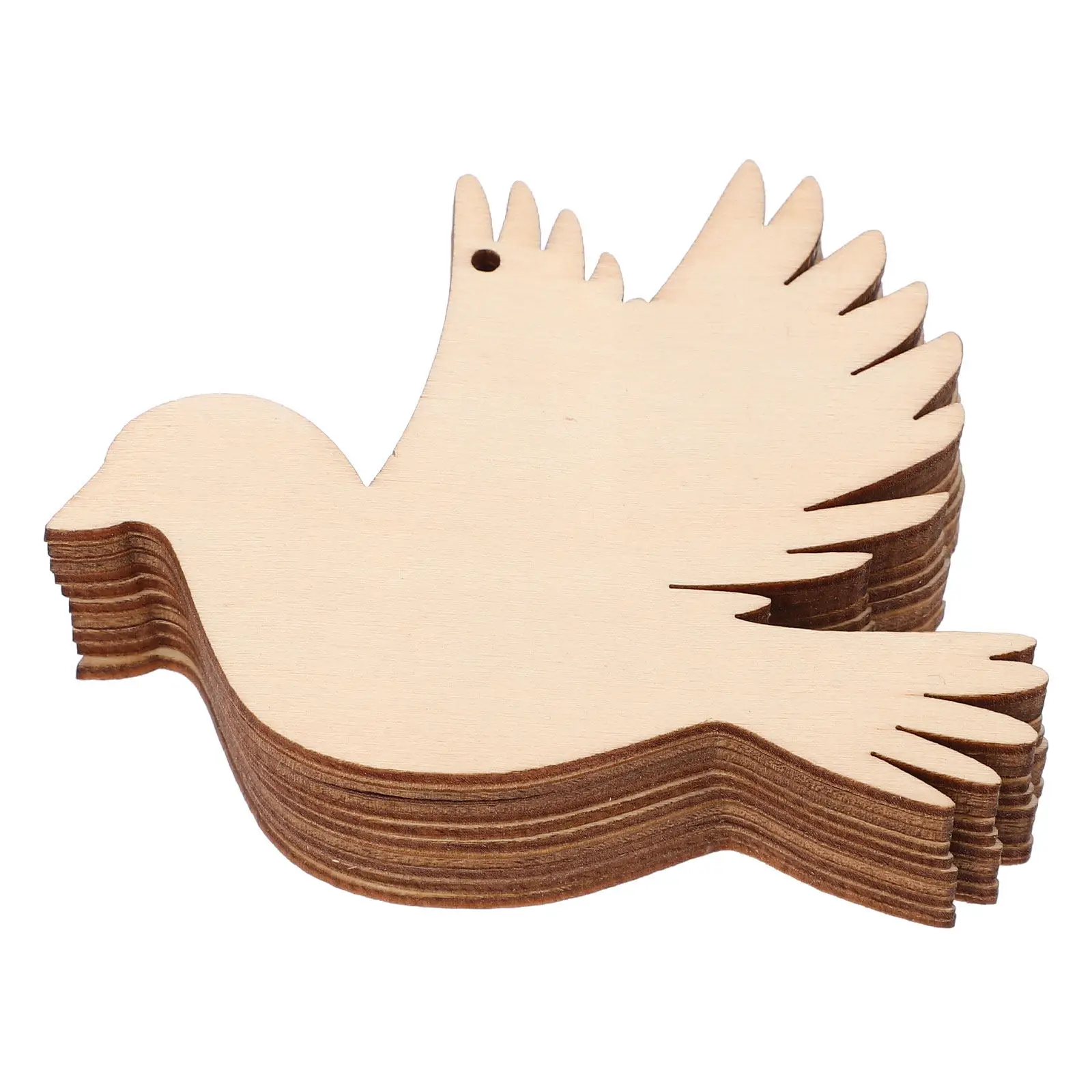 

50pcs Wood Bird Cutouts Unfinished Hanging Slices With Holes And Twine Theme Pendant Decorations Blank Wooden Tags For Projects