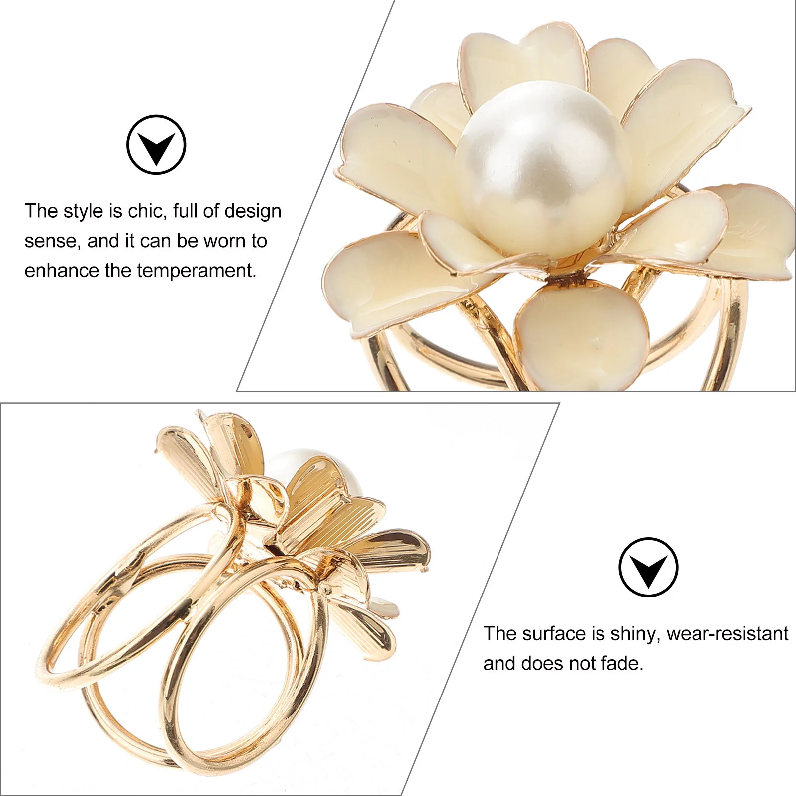 

2Pcs Scarf Rings Elegant Buckles Realistic Flower Decor Wearresistant Style Flower Scarf Rings Elegant Buckles