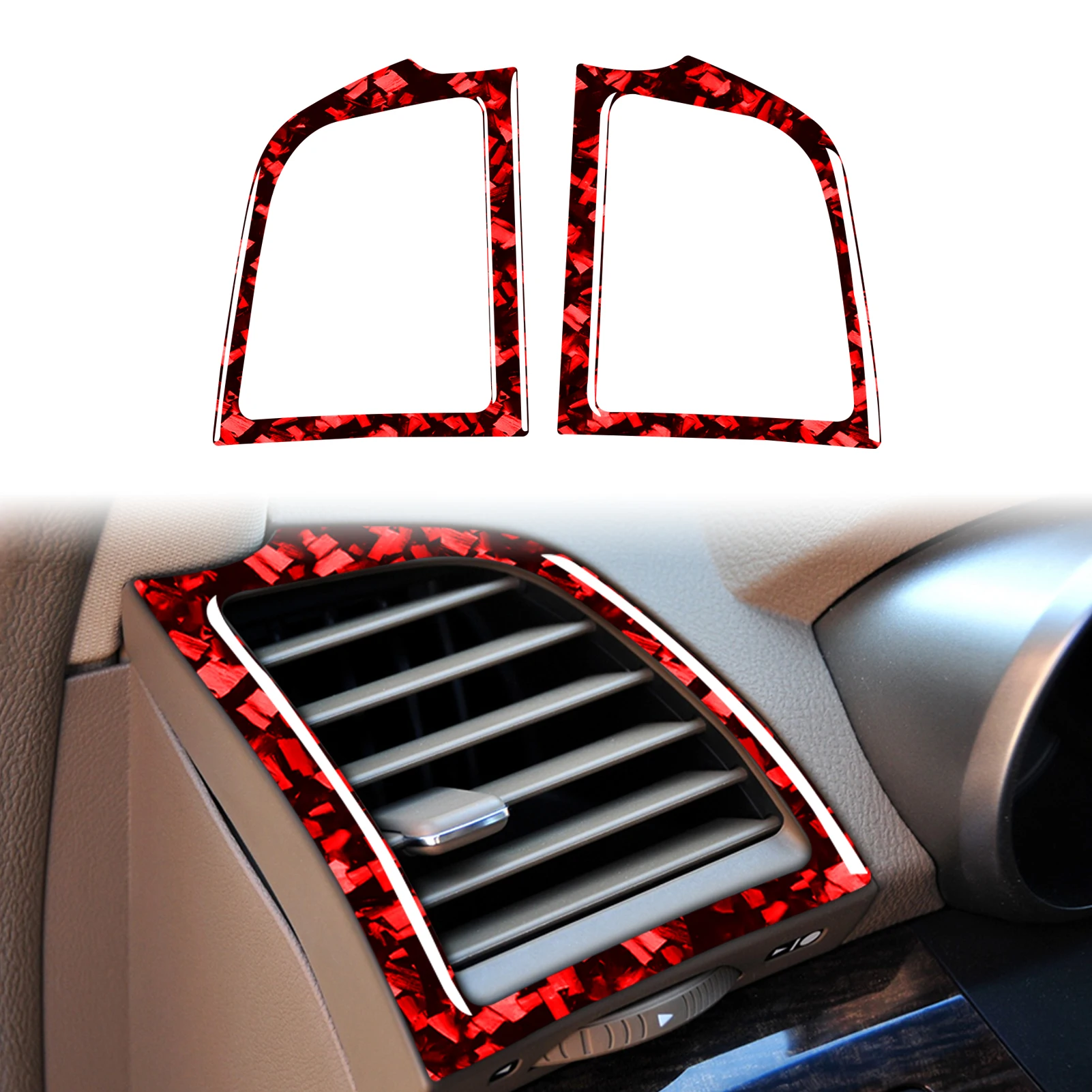 For Acura MDX 07-13 Real Soft Carbon Fiber Air Conditioning Vent Decoration Stickers Car Interior Styling Accessories 2Pcs