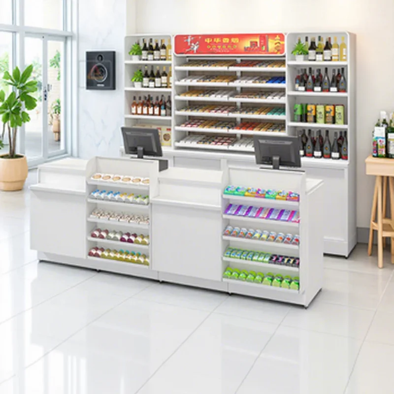 custom.Hongbai Multifunctional Supermarket Cashier Counter Alcohol Cabinet Integrated Combination Bar Front