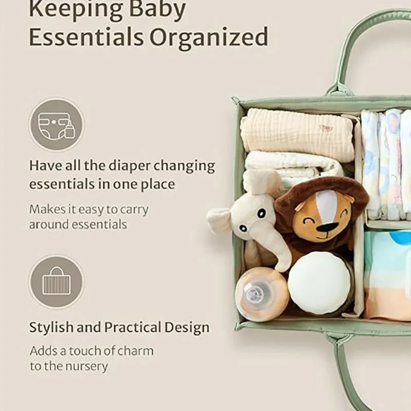 Multifunctional Baby Diaper Organizer Bag Folding Portable Diaper Stackers & Caddies High Capacity Storage Bag for Baby Things