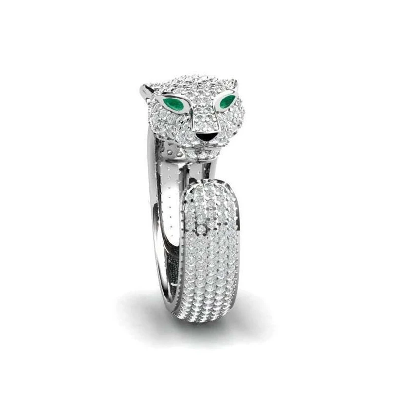 SALONGFANG Cute Rhinestone Owl Ring Green Eyes Simple Style Girl Woman Popular Ring Fashion Men Jewelry Gifts Adjustable