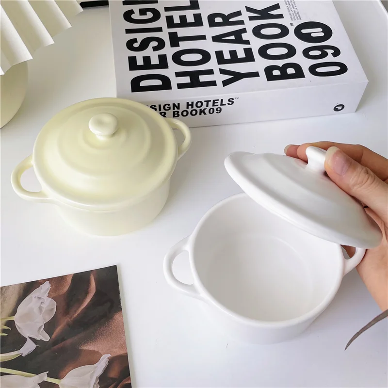 1pc Keramik überdachte Schüssel, Mini Doppel ohr schale, 6,5 oz-200ml Joghurt und Shufulei kleine Schüssel