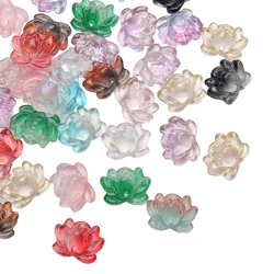 5pcs 21x16mm Double Hole Lotus Flower Beads For Jewelry Making Gradient Color Glass Beads Diy Bracelet Tassel Charms Accessories