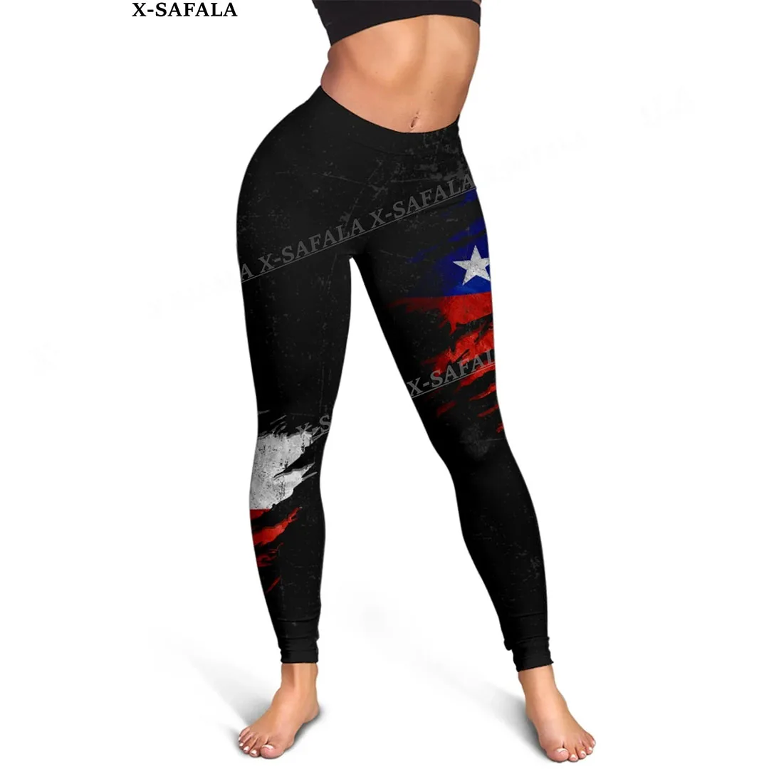 Chile Coat Of Arms Love Country Leggings 3D Print Women Yoga Girl Stretch GYM Slim High Waist Legging Summer Sports-2