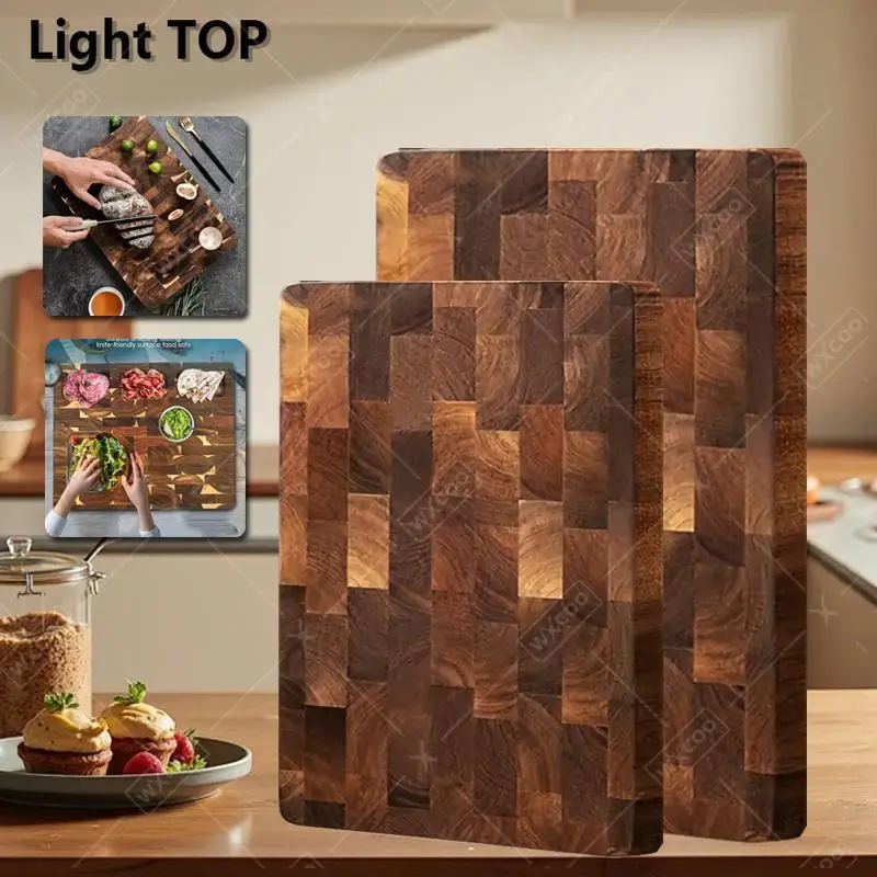 Thicken Acacia Wooden Cutting Board Non-slip Solid Wood Double-sided Splicing Checkerboard for Cut Vegetable Fruit Board Kitchen