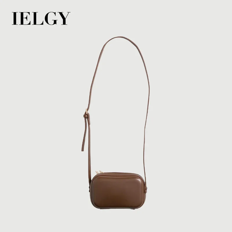 IELGY korean style retro mini messenger bag women texture zipper